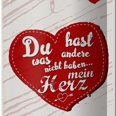 Targa in metallo con scritta "Hai il mio cuore, amore" 10x27 cm