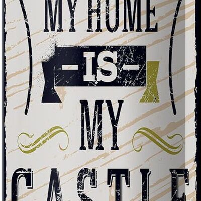 Targa in metallo con scritta "La mia casa è il mio castello" 10x27 cm, decorazione per la casa