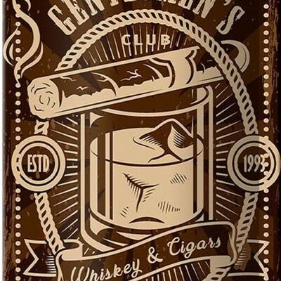 Cartel de chapa 10x27cm Club de caballeros Whisky y cigarros