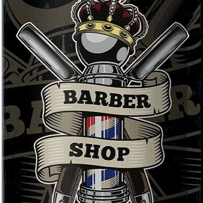 Targa in metallo con scritta Barbershop Parrucchiere Decorazione per capelli 10x27 cm