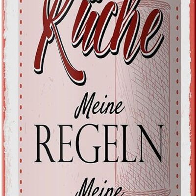 Blechschild Spruch Meine Küche meine Regeln 10x27cm Dekoration