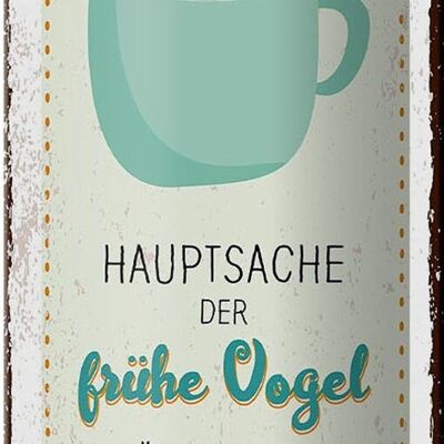 Targa in metallo con scritta "Il caffè mattiniero non beve" 10x27 cm