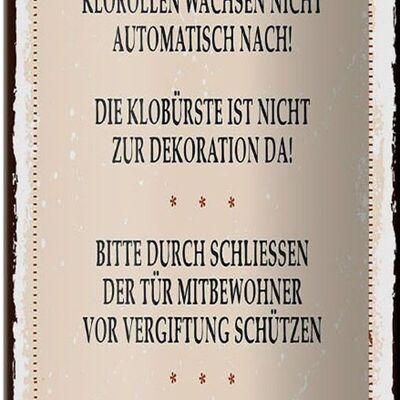 Blechschild Spruch Kloordnung bitte im sitzen pinkeln 10x27cm