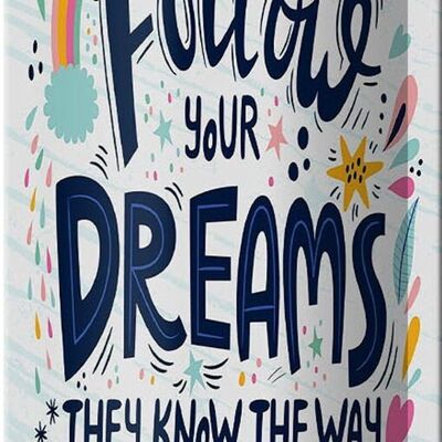 Blechschild Spruch Follow your dreams they know Way 10x27cm