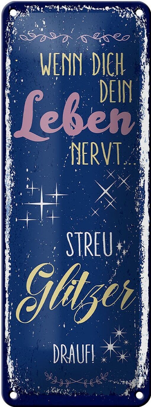 Plaque en tôle disant paillettes si ta vie t'ennuie 10x27cm