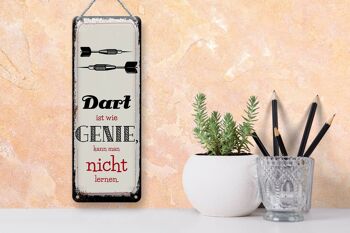 Panneau en étain disant Dart Genius You Can't Learn 10x27cm 3