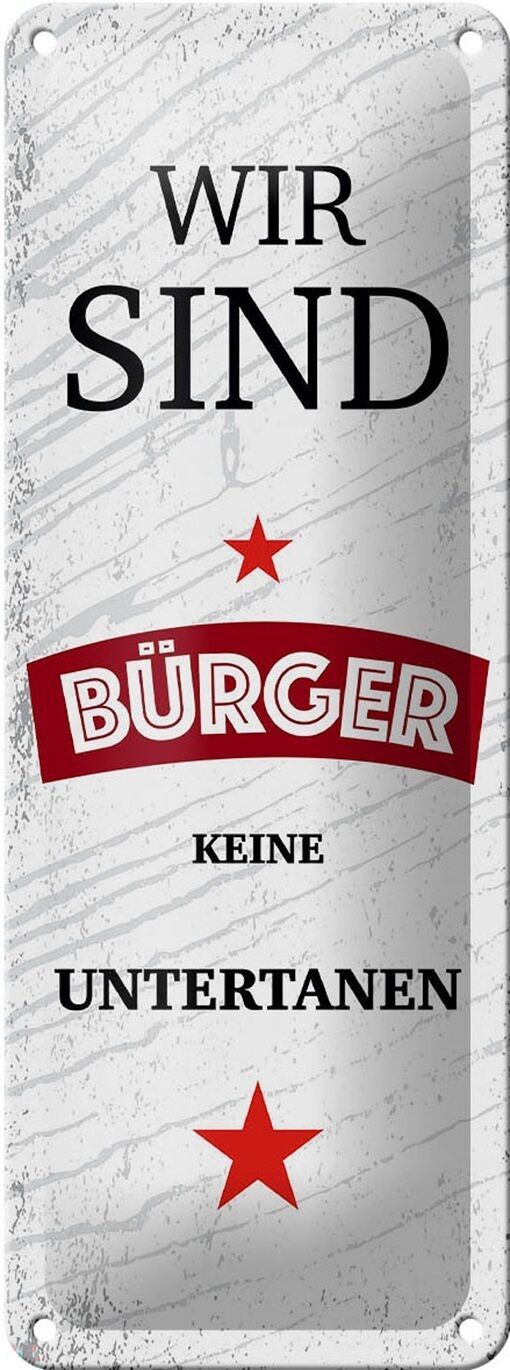 Targa in metallo con scritta "Siamo cittadini, non sudditi" 10x27 cm