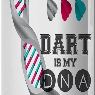 Cartel de chapa que dice deporte Dardo es mi ADN 10x27cm