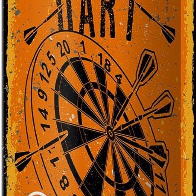 Targa in metallo con scritta Born to play Dart Let`s play 10x27 cm decorazione