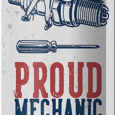 Blechschild Spruch Pinup Proud mechanic wife 10x27cm Dekoration