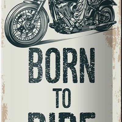 Targa in metallo con scritta "Biker Motorcycle Born to Ride", decorazione 10x27 cm