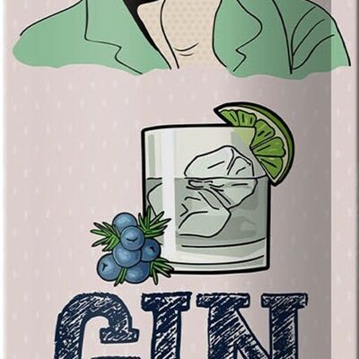 Cartel de chapa que dice "Gin Tonic divertido Ayudante de mamá" 10x27cm