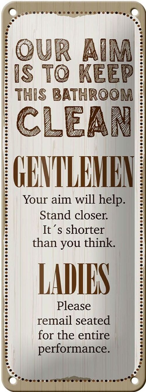 Blechschild Spruch Keep this bathroom clean 10x27cm Dekoration