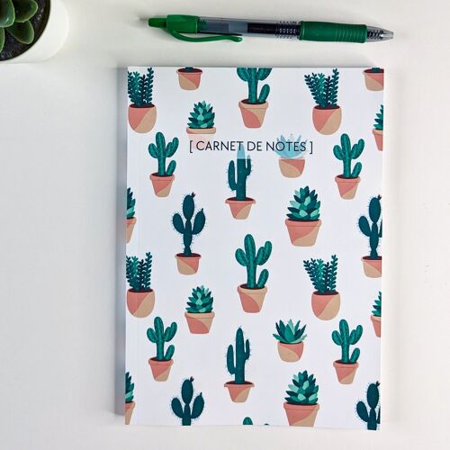 Carnet de notes A5 à reliure collée - Thème Cactus