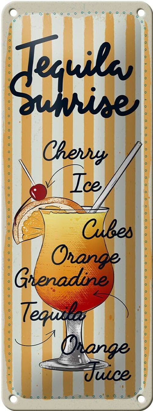 Blechschild Tequila Sunrise Cherry Orange 10x27cm