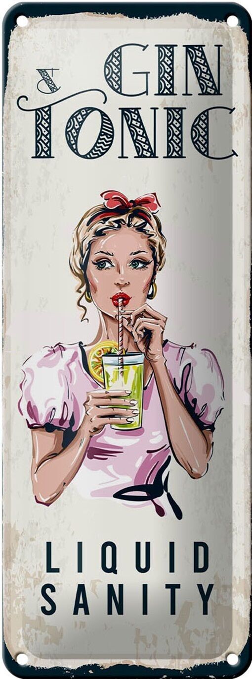 Tin sign Gin & Tonic Liquid Sanity 10x27cm decoration