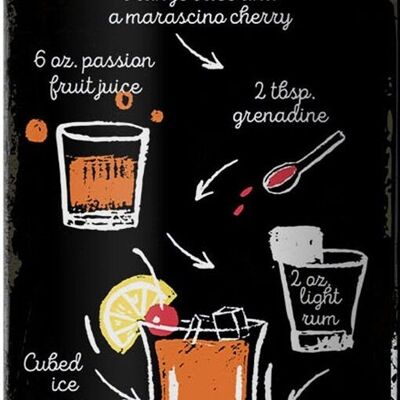 Tin sign recipe Hurricane Cocktail Recipe 10x27cm