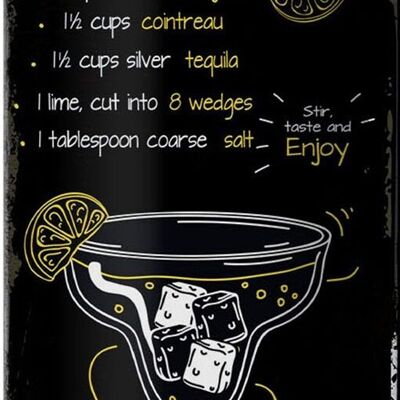 Tin sign recipe Margarita Cocktail Recipe 10x27cm