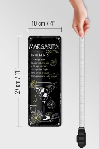 Plaque en tôle recette Margarita Cocktail Recipe 10x27cm 4