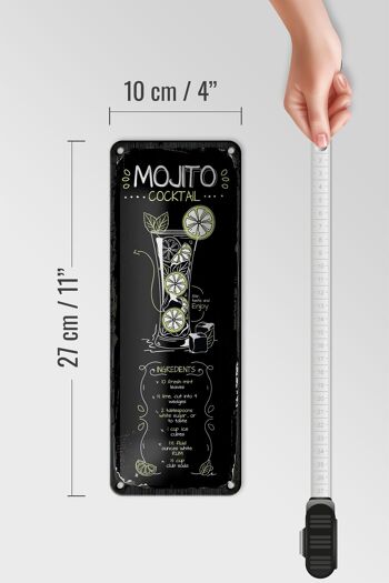 Plaque en tôle Recette Mojito Cocktail Recette 10x27cm 4