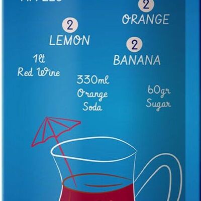 Tin sign recipe Sangria Recipe for 8 people 10x27cm decoration