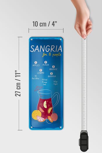 Plaque en tôle Recette Recette Sangria pour 8 personnes Décoration 10x27cm 4
