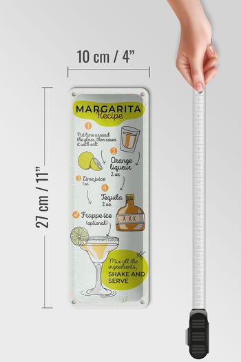 Plaque en tôle recette Margarita Recette orange citron vert 10x27cm décoration 4