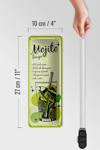 Plaque en étain recette Mojito Cocktail Recette boisson 10x27cm décoration 4