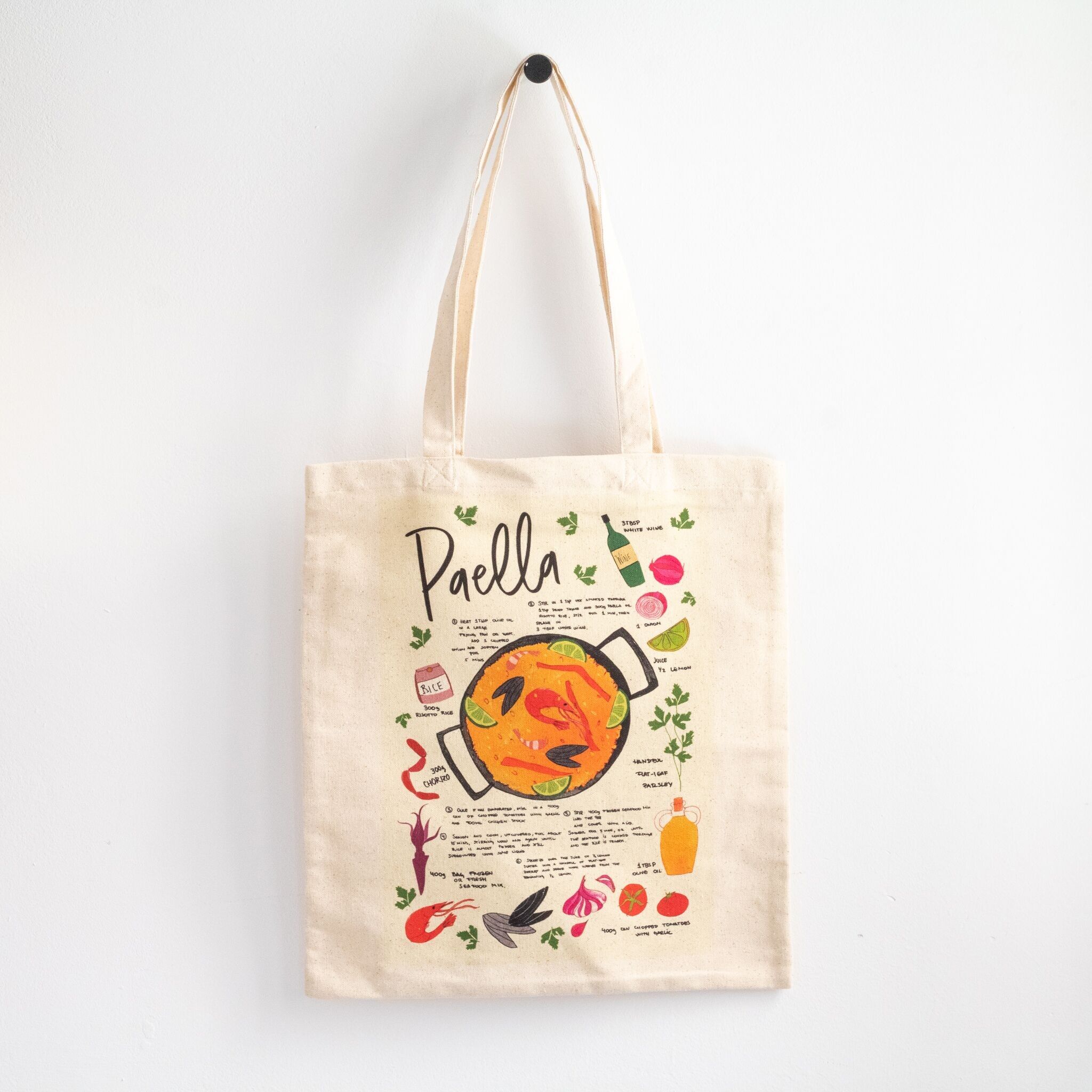 Borsa in cotone con ricetta Paella