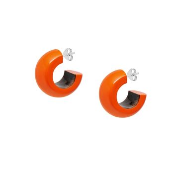 Petites boucles d'oreilles créoles arrondies Orange 2