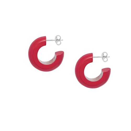 Small Red rounded hoop earrings