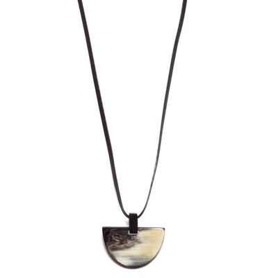 Black natural horn & cord pendant
