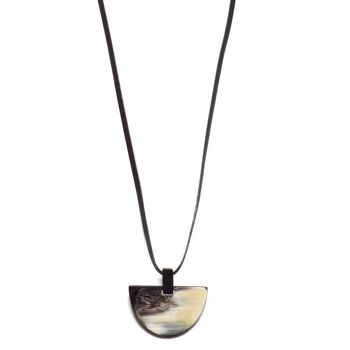 Pendentif corne naturelle noire & cordon 1