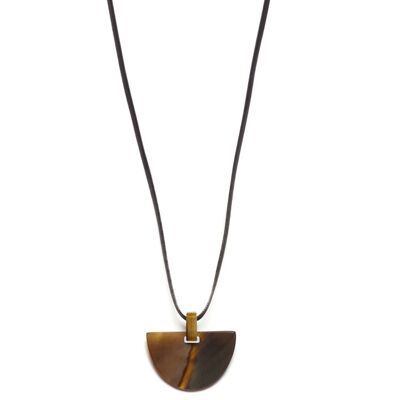 Brown natural horn & cord pendant