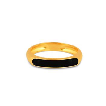 Bague fine émaillée dorée et noire 1