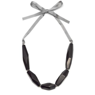 Faceted Black and Grey wood necklace