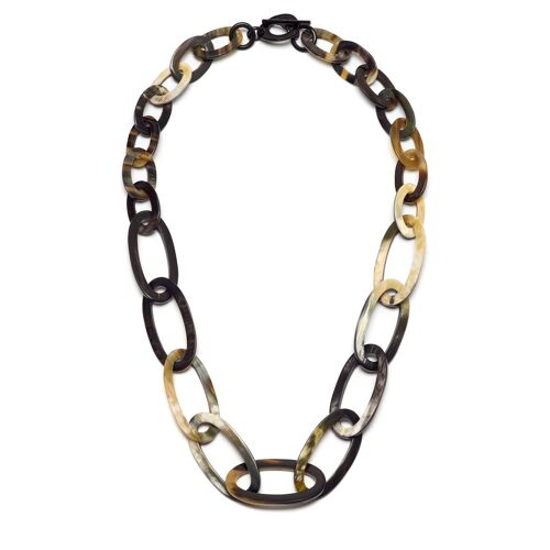 Full Black Natural Oval link horn necklace