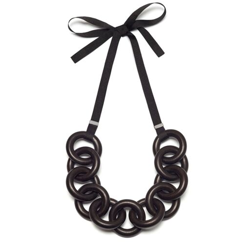 Black wood chunky Circle link necklace