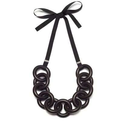 Collier à maillons Circle chunky en bois noir