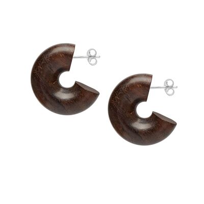 Brown Wood chunky Hoop Earrings