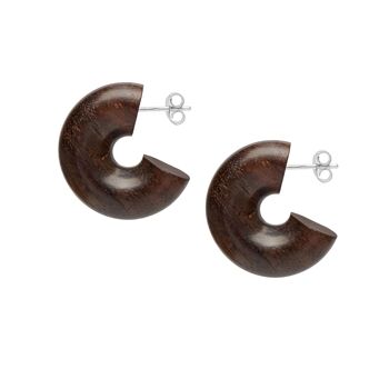 Boucles d'oreilles créoles épaisses en bois marron 1