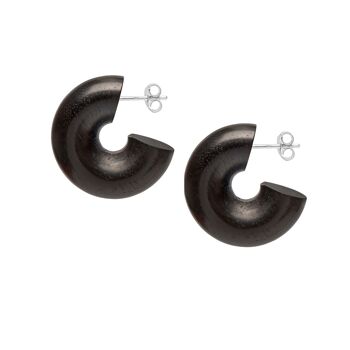 Boucles d’oreilles créoles épaisses en bois noir 1