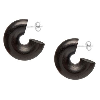 Boucles d’oreilles créoles épaisses en bois noir 3