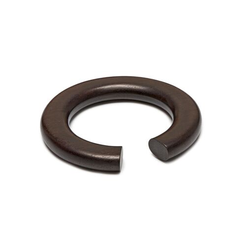 Rounded open black wood bangle