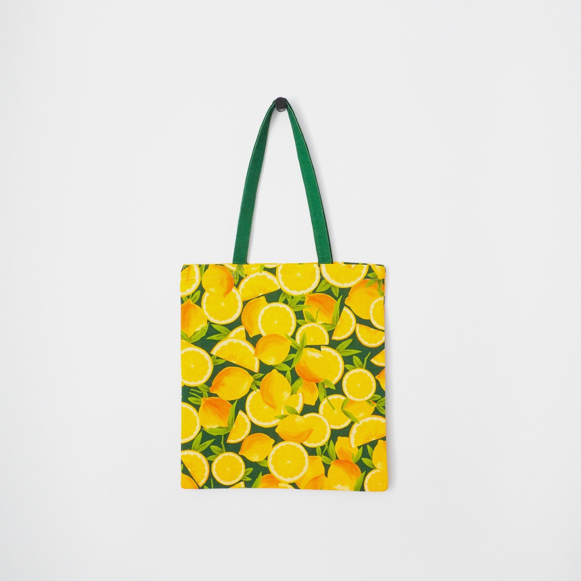 Borsa shopper in cotone con limoni