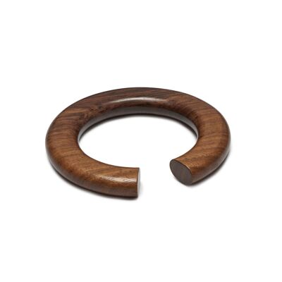 Rounded open brown wood bangle