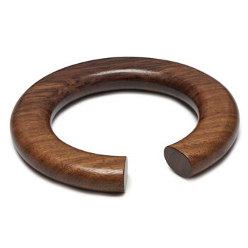 Bracelet jonc ouvert arrondi en bois marron 2