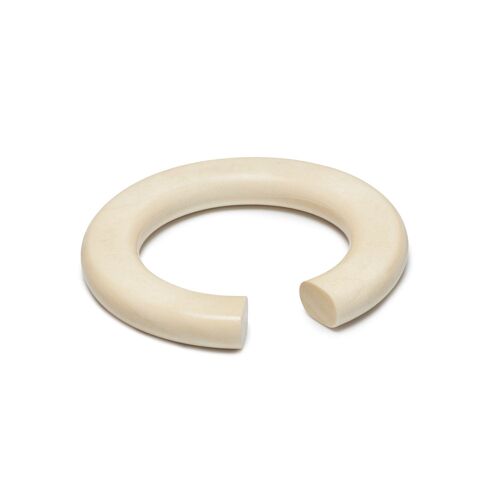 Rounded open white wood bangle