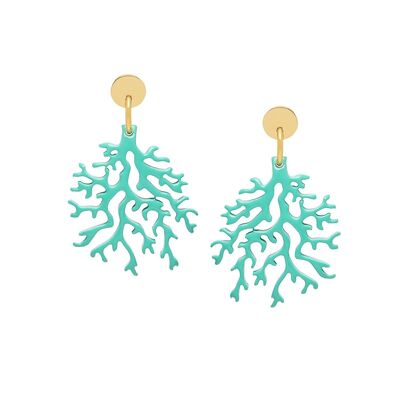Aquamarine coral shaped earring - Gold