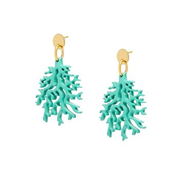 Boucle d'oreille forme corail aigue-marine - Doré 2